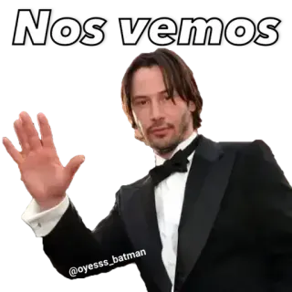 🖖 b6d838a5 Keanu Reeves Nos vemos keanu reeves, acteur, tot ziens, zwaaien, smoking telegram sticker