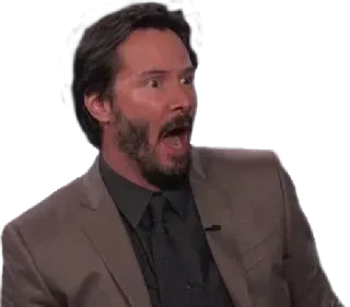 😮 f4aec54a Keanu Reeves geschokt, verrast, acteur, beroemdheid, reactie, gezicht telegram sticker