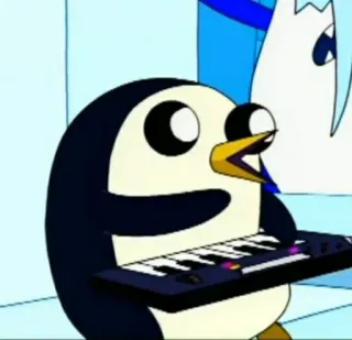 🎹 0c477c94 Gunter Adventure Time 企鹅, 探险活宝, 冈瑟, 键盘, 卡通 telegram sticker