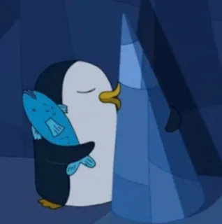 😚 1100442d Gunter Adventure Time 冈特, 探险时光, 企鹅, 卡通, 鱼 telegram sticker