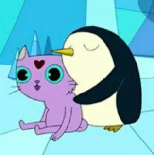 😽 8d277b9a Gunter Adventure Time 卡通, 企鹅, 猫, 动画, 可爱, 友谊, 探险活宝, 甘特 telegram sticker
