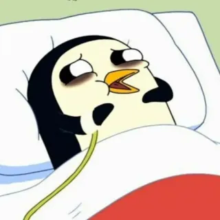 🤒 e19c9a30 Gunter Adventure Time 卡通, 企鹅, 生病, 角色, 探险活宝 telegram sticker