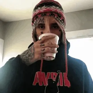 💙 12b9c7b1 AMOUR Lil Peep, แร็ปเปอร์, เพลง, ดื่ม, รอยสัก, หมวก telegram sticker