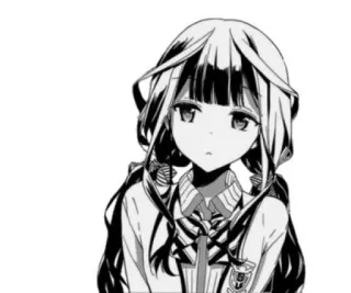 😒 1fc0e40e アニメ, マンガ, 女の子, 白黒, 可愛い telegram sticker