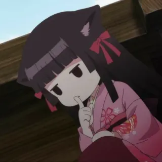 🍣 1d9ffe2d Anime, Garota gato, Kimono, Fofo, Pensando whatsapp sticker