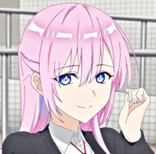 🍣 5e60855f anime, garota, cabelo rosa, olhos azuis, mangá, personagem whatsapp sticker