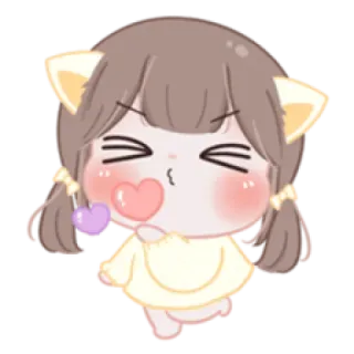 🍣 95342cbc fofo, desenho animado, menina, adorável, coração, kawaii whatsapp sticker