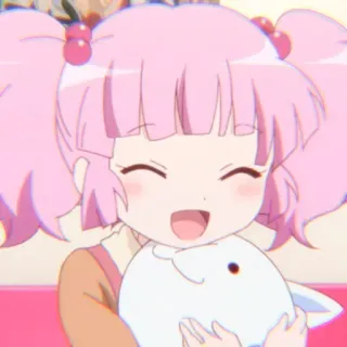 🍣 c9966798 garota anime, fofa, cabelo rosa, sorriso, desenho animado, kawaii whatsapp sticker