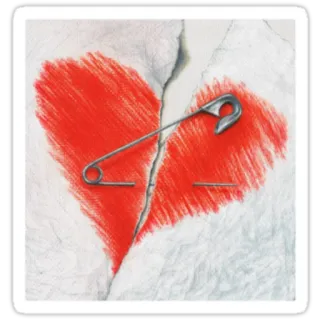 💔 0d34d73c heart, broken, repaired, safety pin, love, relationship, sad, hurt telegram sticker