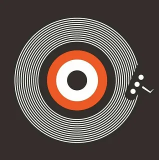 🎵 0007f882 黑胶, 唱片, 音乐, 转盘, 橙色, 黑色, 白色 telegram sticker