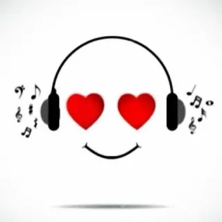 🎵 4f809328 耳机, 音乐, 爱, 表情符号, 心, 微笑, 听, 音符 telegram sticker