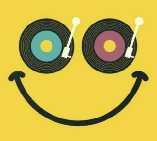 🎵 a708de94 唱片, 音乐, 黑胶, 笑脸, 脸, 唱盘, DJ telegram sticker