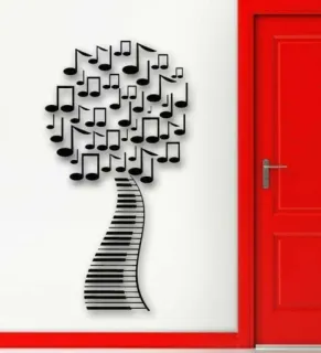 🎵 b33b011a 音乐, 音符, 钢琴, 钢琴键, 树, 墙贴, 艺术 telegram sticker