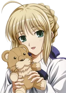 ❤ 1a0290e6 Saber Fate/stay night 动漫, 角色, Saber, Fate/stay night, 泰迪熊, 女性 telegram sticker