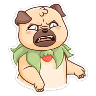 😠 6a016885 mops, pies, zły, kreskówka, truskawka telegram sticker