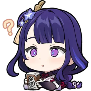 🎭 4e3be850 Raiden Shogun Genshin Impact Anime, Charakter, Videospiel, Süß, Fragezeichen, Cartoon whatsapp sticker