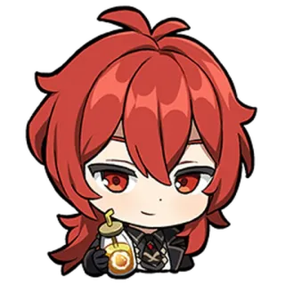 🎭 a3572cdb Diluc Genshin Impact Diluc, Genshin Impact, Anime, Chibi, rote Haare, Videospiel whatsapp sticker