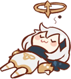 😴 9f4c9c2f Paimon Genshin Impact อนิเมะ, วิดีโอเกม, ตัวละคร, น่ารัก, หลับ telegram sticker