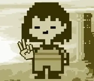 ✌️ b93a2e73 Frisk Undertale Pixel Art, Videospiel, Frieden, Undertale, Charakter whatsapp sticker