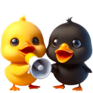 🗣 571843fb kaczuszka, słodki, kreskówka, zwierzę, żółty, czarny telegram sticker