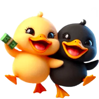 💵 64ff94a9 kaczki, pieniądze, kreskówka, słodkie, zwierzęta, przyjaźń telegram sticker