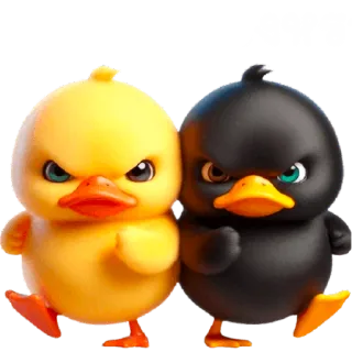 😤 95b77f71 งหรา kaczka, zły, kreskówka, żółty, czarny telegram sticker