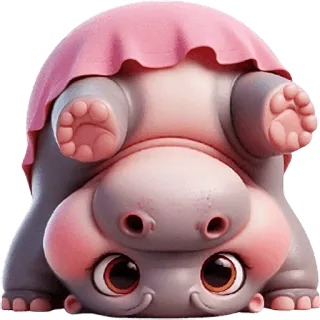 😛 97cc54f5 hippopotame, mignon, animal, dessin animé, rose, joueur telegram sticker