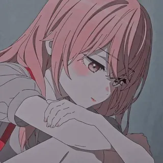 🩸 2897ef30 anime, girl, pink hair, cute, sad, blush telegram sticker