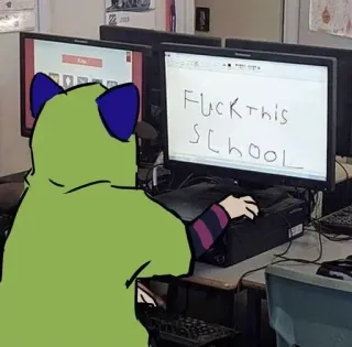 🩸 91f506ff FUCK THIS SCHOOL school, computer, anime, cartoon, offensive, text telegram sticker
