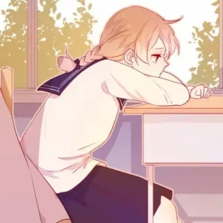 🩸 a0734b96 anime girl, school uniform, sad, bored, lonely, despair, girl, anime telegram sticker