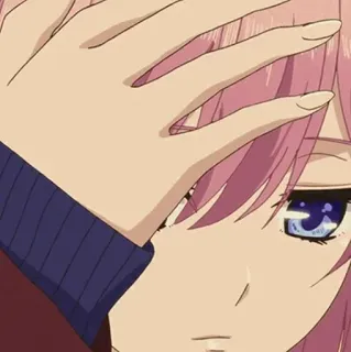 🩸 e151b962 anime, girl, facepalm, character, pink hair, blue eyes telegram sticker