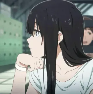 🩸 fa5a4ef2 anime, girl, black hair, white shirt telegram sticker