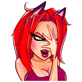 🙄 d4649880 cartone animato, donna, capelli rossi, orecchie da gatto, emoji, personaggio telegram sticker