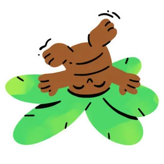 🙃 a647cfbb 卡通, 困倦, 植物, 可爱, 平静, 叶子 telegram sticker