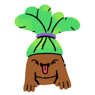 😝 b5a1119e 卡通, 植物, 搞笑, 可爱, 角色, 舌头, 脸 telegram sticker
