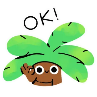 👌 d910bbf4 OK! 好的, 行, 同意, 批准, 椰蛋树, 宝可梦, 植物, 积极的 telegram sticker