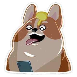 😳 0f5fe13e 狗, 柯基, 动物, 卡通, 搞笑 whatsapp sticker