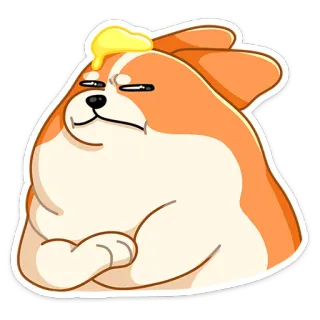 😕 92ffe46f 狗, 得意, 黄油, 柯基, 表情包 whatsapp sticker