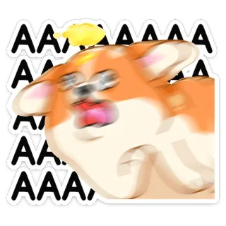 😱 e7da8ac7 AAAAA 狗, 恐慌, AAAAA, 柴犬, 搞笑, 梗 whatsapp sticker