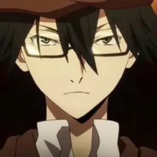 😕 81831ecb 动漫, 男人, 眼镜, 严肃, 肖像 telegram sticker