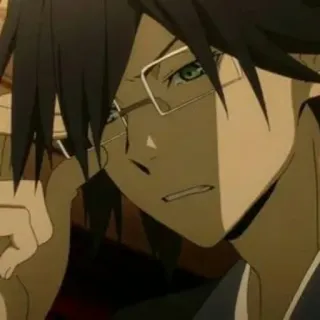 🤨 ca58f791 动漫, 男人, 眼镜, 角色, 卡通, 肖像 telegram sticker