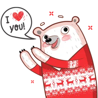 🤗 0baa1142 I ❤️ you! beruang, hati, cinta, sweter, lucu, kartun, rusa kutub telegram sticker