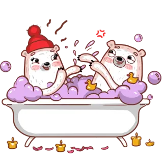 👫 7b44be00 beruang kutub, mandi, bak mandi, gelembung, bebek, imut, stiker telegram sticker