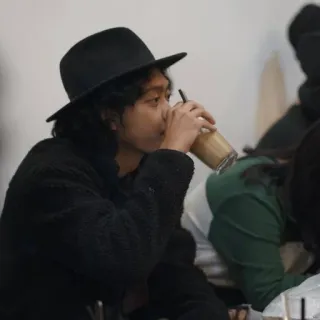 ☕️ 867f98f6 man, hoed, drinken, koffie, café, persoon telegram sticker