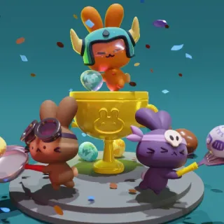 🍷 a55468bd lapin, trophée, casque, fête, victoire, dessin animé, lapins telegram sticker