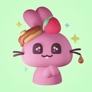 2️⃣ af3327e6 lapin, fraise, mignon, adorable, animal, dessin animé telegram sticker