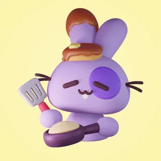 3️⃣ c378a7b2 lapin, crêpe, nourriture, mignon, spatule, poêle, dessin animé telegram sticker