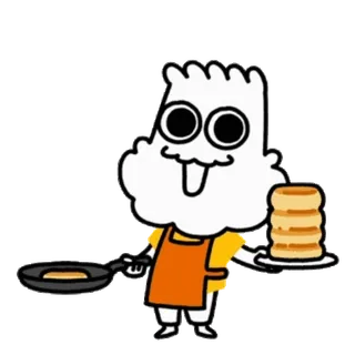 🥮 0ac7ff30 cartoon, pancakes, cooking, food, breakfast, chef, kitchen telegram sticker
