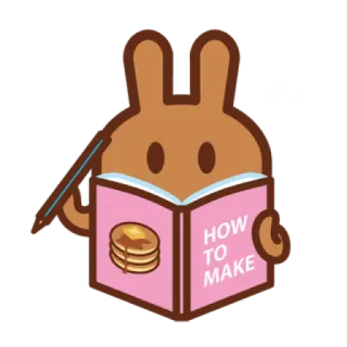 🧐 e2caea28 HOW TO MAKE rabbit, book, pancakes, recipe, cooking, cute telegram sticker