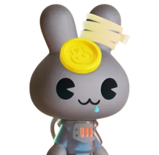 🪙 53317275 lapin, mignon, pansement, gris, pièce, kawaii telegram sticker